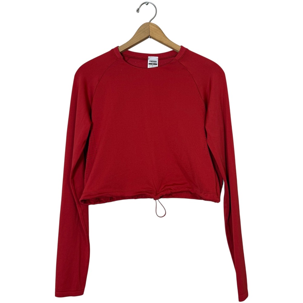 Gymshark Red Cropped Long Sleeve Training Top Athletic Apparel Womens